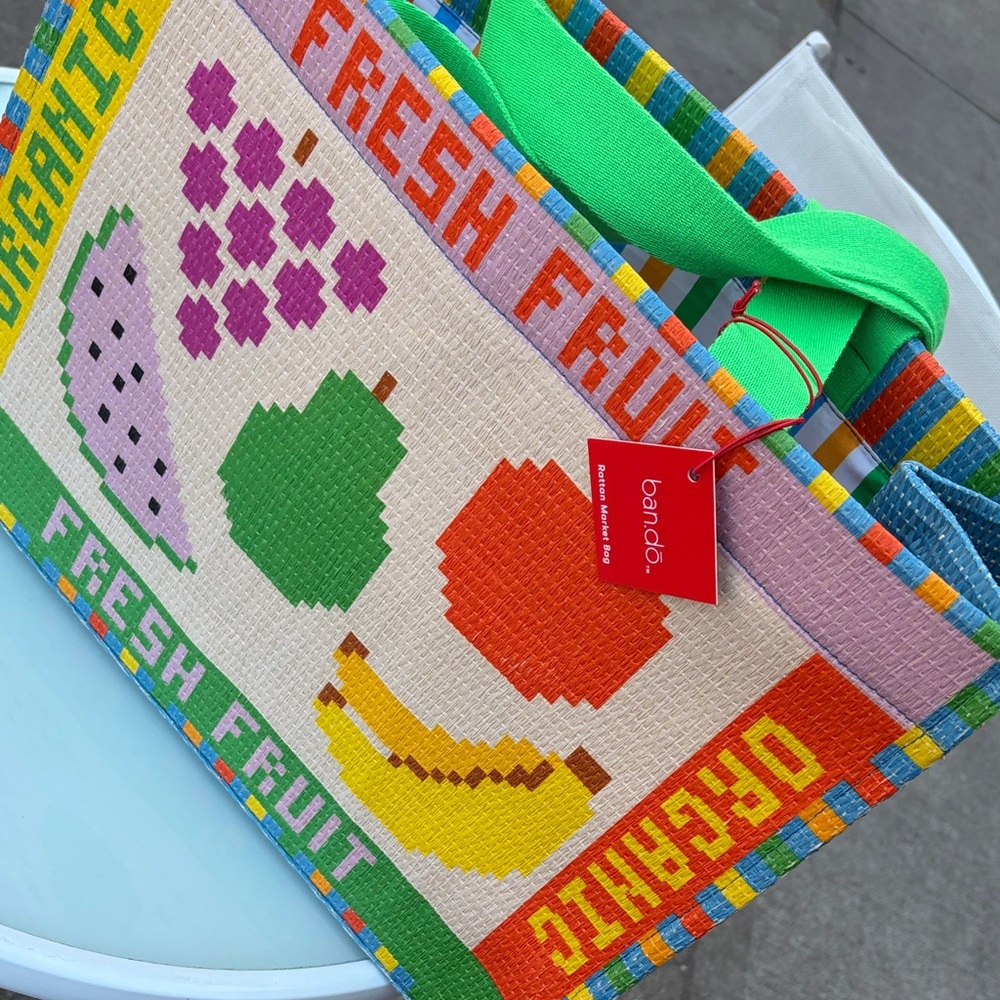 BAN.DO RATTAN MARKET BAG Fruit Tiles tote bag COLORFUL Rattan bag